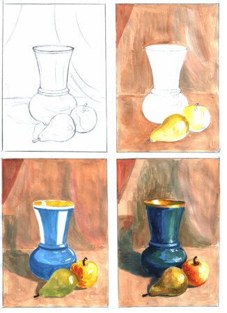 Поэтапное рисование натюрморта