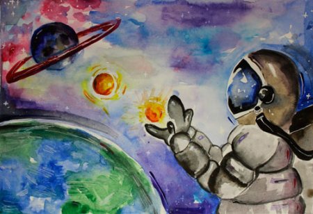 Рисунок ко Дню космонавтики