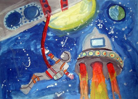 Детские рисунки ко Дню космонавтики