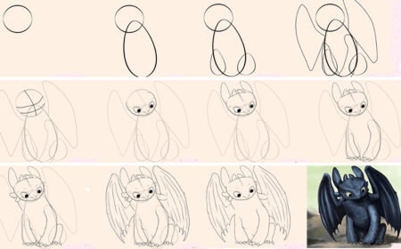 Собака хаски поэтапно