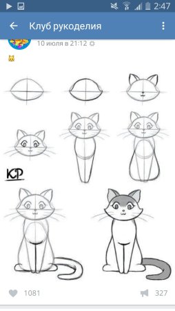 Кошка рисовка сбоку