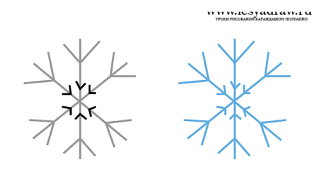 Поэтапное рисование снежинки для детей