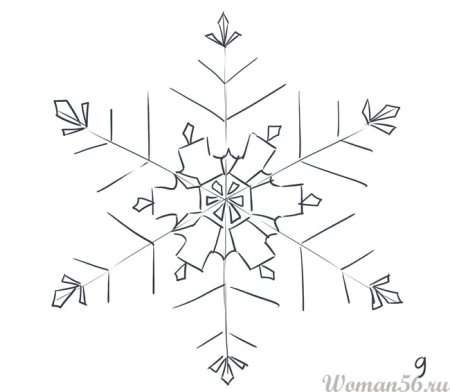 Нарисовать снежинку карандашом поэтапно