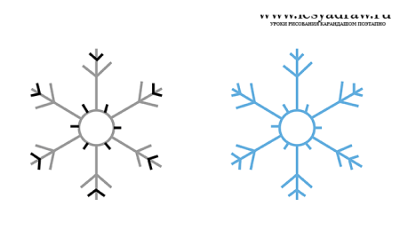 Поэтапное рисование снежинки
