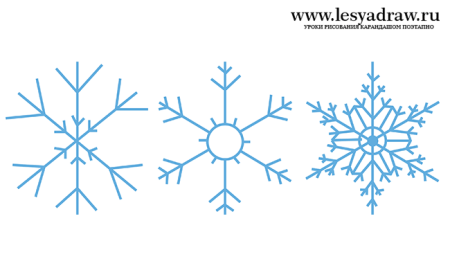 Схемы рисования снежинок для детей