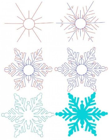 Как нарисовать снежинку поэтапно