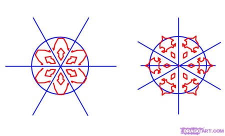 Схемы рисования снежинок для детей