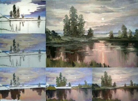 Этапы рисования пейзажа гуашью