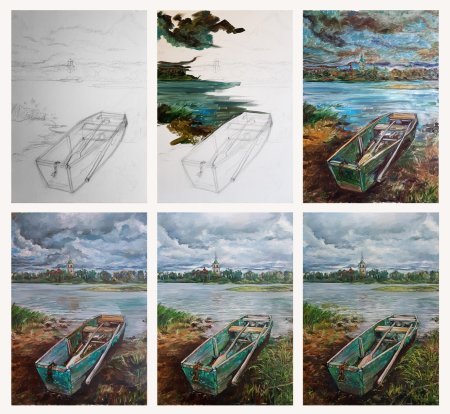 Кот акварельными карандашами