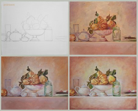 Пейзаж акрилом на холсте для начинающих