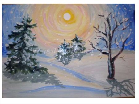 Зима красками для детей