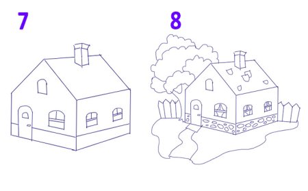 Поэтапное рисование дом