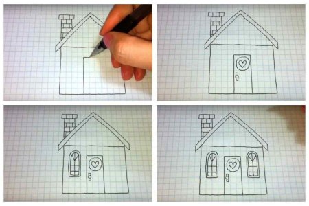Поэтапное рисование дом