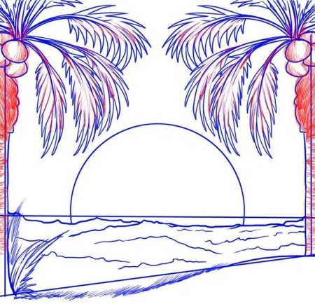 Морской закат рисунок для детей