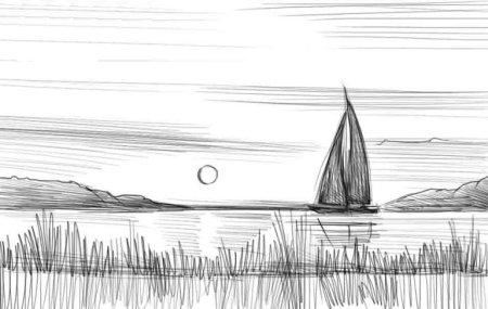 Рисунки для срисовки закат карандашом