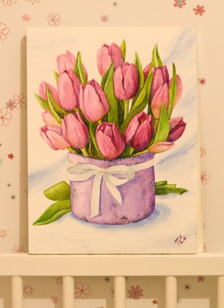 Цветы для мамы акварелью