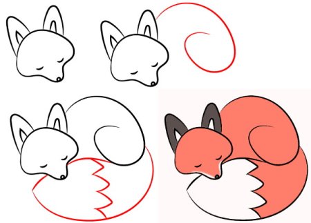 Как нарисовать лису сбоку