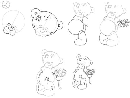 Поэтапное рисование мишки