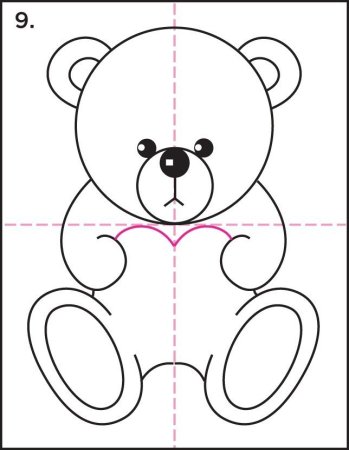 Схема рисования мишки для дошкольников