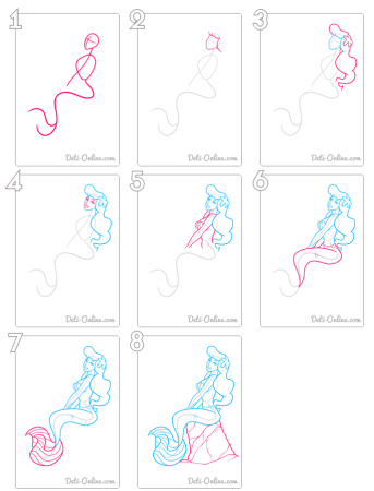 Как нарисовать русалку Ариэль