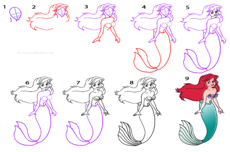 Поэтапное рисование русалки