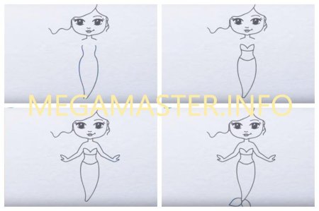 Пошаговое рисование русалки