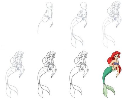 Как нарисовать русалочку поэтапно