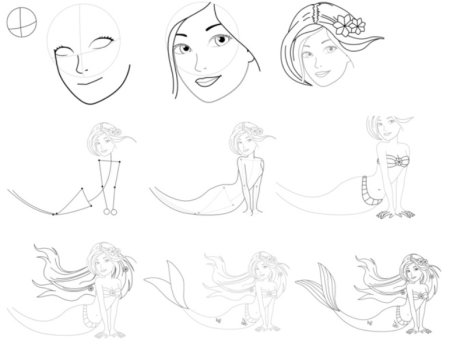 Поэтапные рисунки сказочных героев