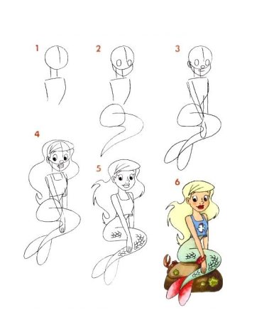 Схема рисования русалки