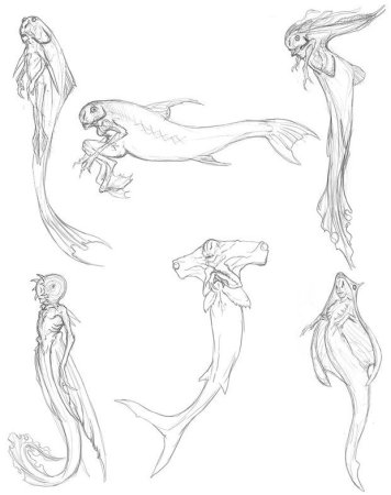 Контур русалки для рисования