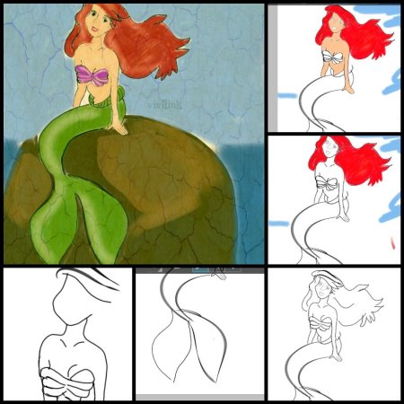 Русалка рисунок карандашом для детей