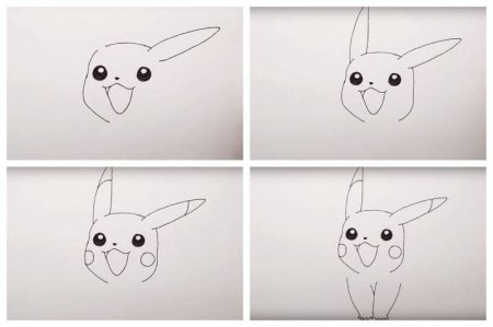 Поэтапные рисунки Пикачу