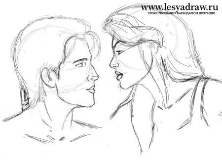 Портрет влюбленных карандашом