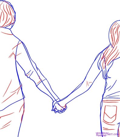 Поэтапное рисование поцелуя