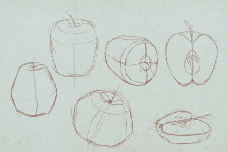 Конструктивное рисование фруктов