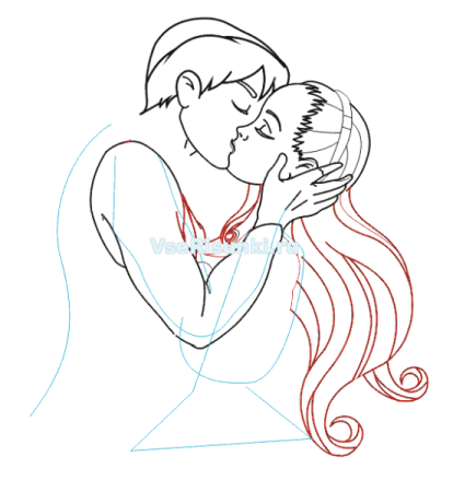 Поэтапное рисование карандашом влюбленные