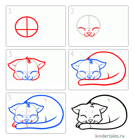 Рисование кошки пошагово