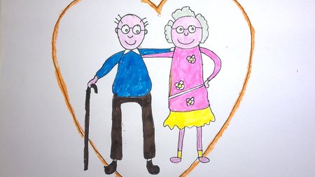 Раскраска бабушка и внук