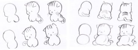Лёгкий рисунок котёнка для срисовки