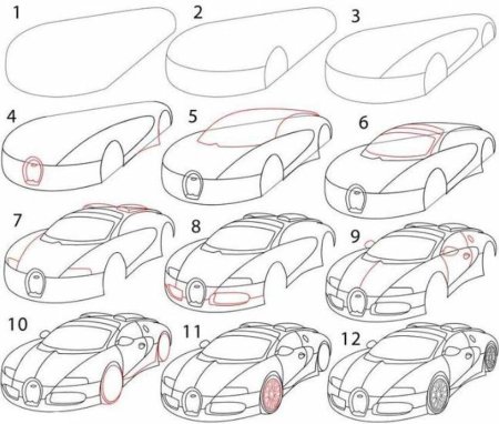 Гоночная машина рисунок легкий
