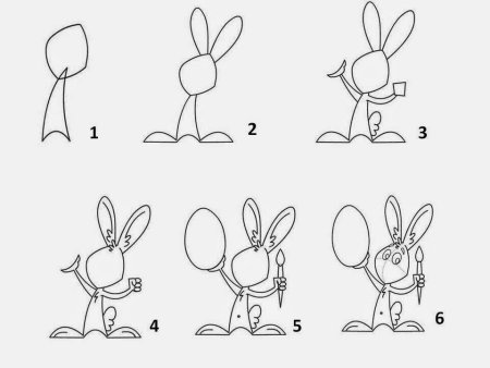 Схема рисования зайца