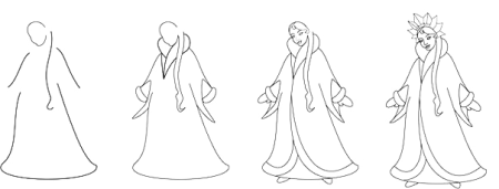 Поэтапное рисование Снегурочки