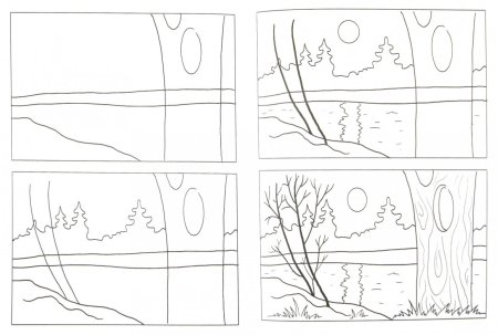 Поэтапное рисование пейза