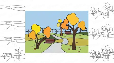 Этапы рисования пейзажа для детей