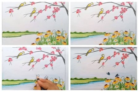 Весенний пейзаж рисунок