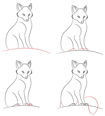 Рисунок лисы для срисовки легкие