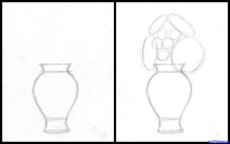 Поэтапное рисование вазы с цветами