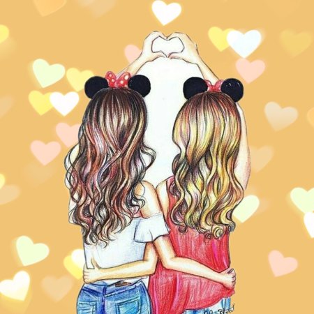 Подруги в платьях рисунок