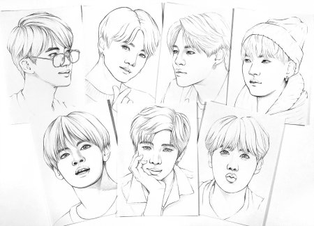 Группа БТС карандашом