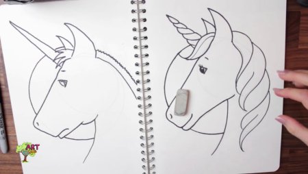 Поэтапное рисование головы единорога